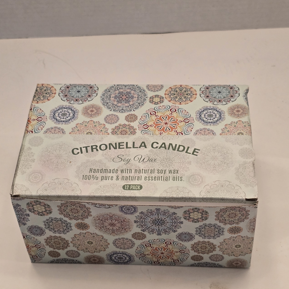 Citronella Candle Set with Mandala Design 12 Pack